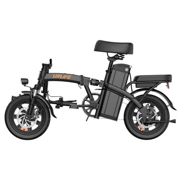 URLIFE F1L összecsukható elektromos kerékpár – 250W, 48V 7.5Ah, 14", 25km/h, 60km hatótáv, tárcsafék, kettős lengéscsillapító, LCD – Fekete