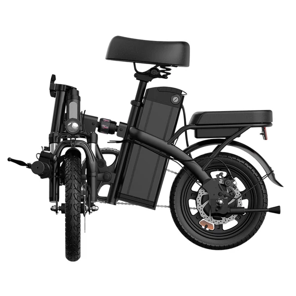 URLIFE F1L összecsukható elektromos kerékpár – 250W, 48V 7.5Ah, 14", 25km/h, 60km hatótáv, tárcsafék, kettős lengéscsillapító, LCD – Fekete