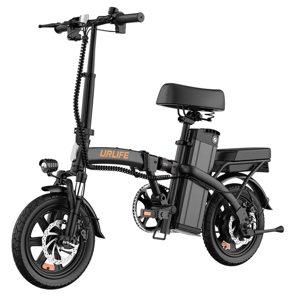 URLIFE F1L összecsukható elektromos kerékpár – 250W, 48V 7.5Ah, 14", 25km/h, 60km hatótáv, tárcsafék, kettős lengéscsillapító, LCD – Fekete