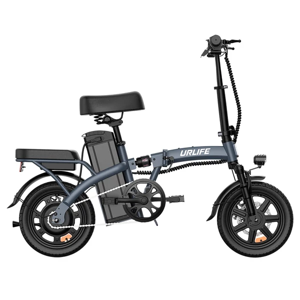 URLIFE F1L összecsukható elektromos kerékpár – 250W, 48V 7.5Ah, 14", 25km/h, 60km hatótáv, tárcsafék, kettős lengéscsillapító, LCD – Szürke