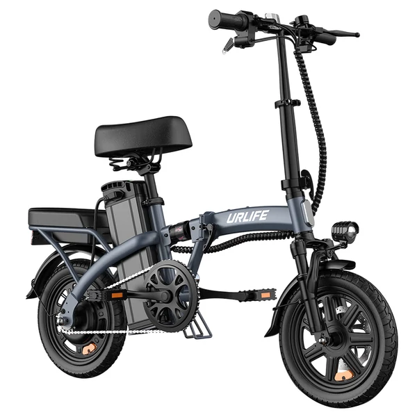 URLIFE F1L összecsukható elektromos kerékpár – 250W, 48V 7.5Ah, 14", 25km/h, 60km hatótáv, tárcsafék, kettős lengéscsillapító, LCD – Szürke