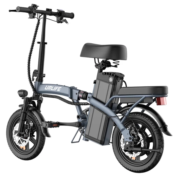URLIFE F1L összecsukható elektromos kerékpár – 250W, 48V 7.5Ah, 14", 25km/h, 60km hatótáv, tárcsafék, kettős lengéscsillapító, LCD – Szürke