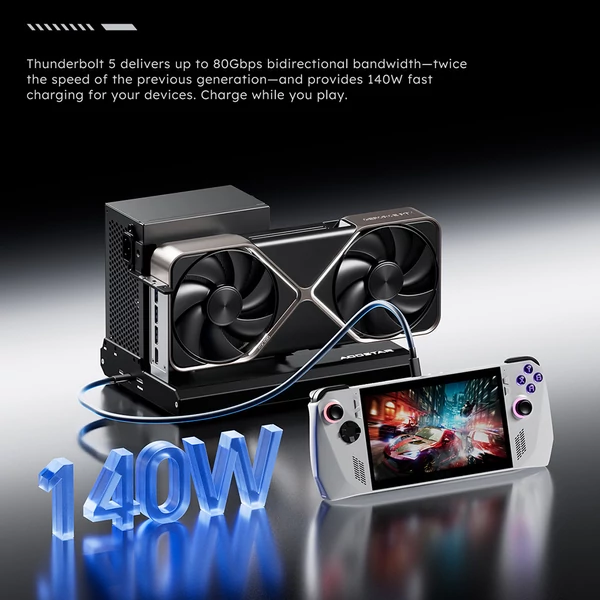 AOOSTAR EG02 eGPU dokkoló: Oculink (PCIe 4.0 x4) + 2x Thunderbolt 5, ATX/SFX tápegység támogatás