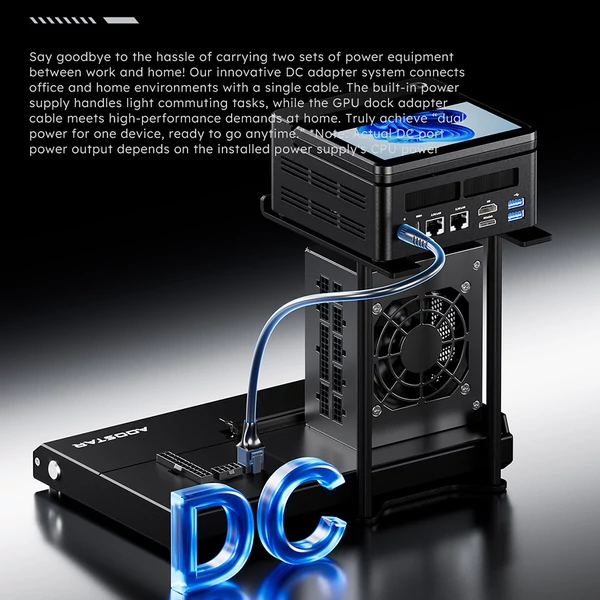 AOOSTAR EG02 eGPU dokkoló: Oculink (PCIe 4.0 x4) + 2x Thunderbolt 5, ATX/SFX tápegység támogatás