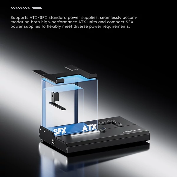 AOOSTAR EG01 eGPU dokkoló: Oculink (PCIe 4.0 x4) interfész, ATX/SFX tápegység támogatás