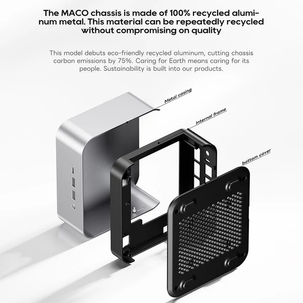 Aoostar Maco mini PC, AMD Ryzen 7 Pro 6850H, 24GB RAM, 1TB SSD, USB4, Oculink, wifi 6, 2x2,5G LAN, ujjlenyomat-olvasó