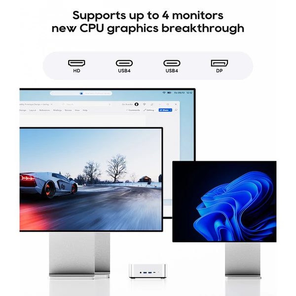 Aoostar Maco mini PC, AMD Ryzen 7 Pro 6850H, 24GB RAM, 1TB SSD, USB4, Oculink, wifi 6, 2x2,5G LAN, ujjlenyomat-olvasó