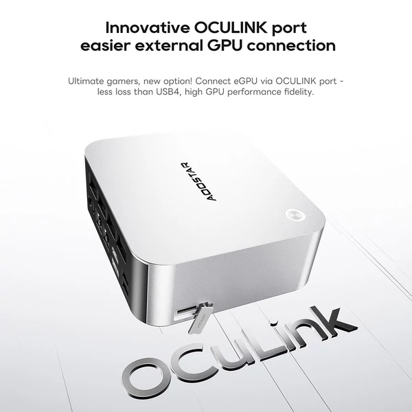 Aoostar Maco mini PC, AMD Ryzen 7 Pro 6850H, 24GB RAM, 1TB SSD, USB4, Oculink, wifi 6, 2x2,5G LAN, ujjlenyomat-olvasó