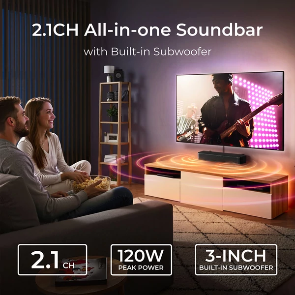 Ultimea Poseidon M20 2.1 Soundbar – 120W, Bluetooth 5.4, App vezérlés, EQ beállítások és 121 gyári profil