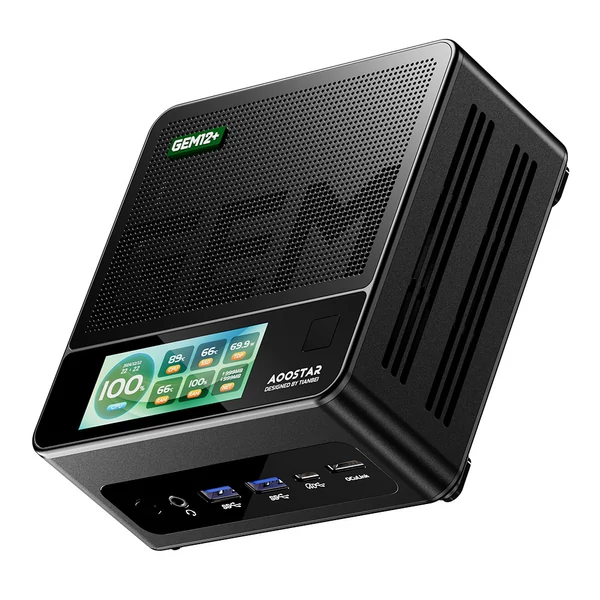 AOOSTAR GEM12 Pro Mini PC Barebone - AMD Ryzen 7 Pro 8845HS, kijelző, ujjlenyomat-olvasó, 4K négyszeres kijelző, Oculink, WiFi 6, 2.5G LAN