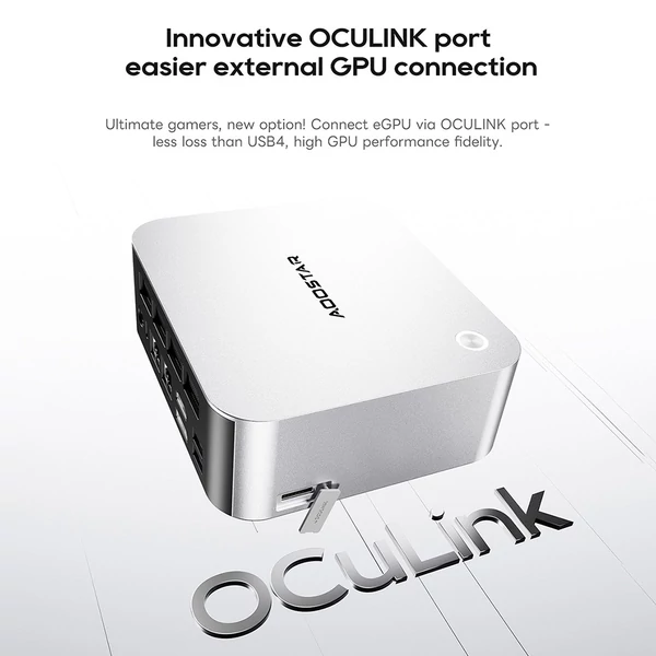 AOOSTAR MACO Mini PC Barebone - Ryzen 7 Pro 8845HS, 5.1GHz, 2xUSB4, Oculink, 2x2.5G LAN, WiFi6, 4 monitor támogatás, ujjlenyomat-olvasó, RAM és SSD nélkül