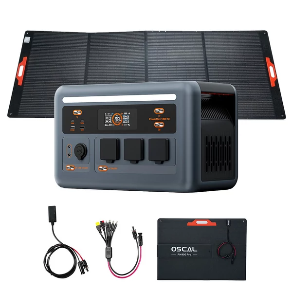 Blackview Oscal PowerMax 1800 SE mobil áramforrás PM400 Pro 400W hajtogatható napelemmel