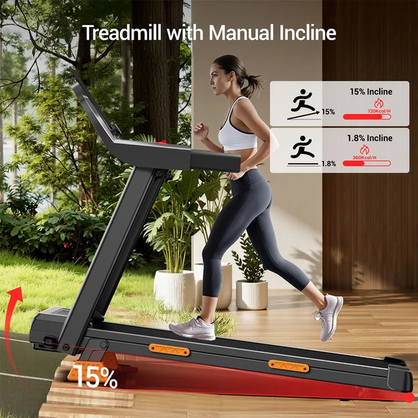 ROBORE SF20 összecsukható futópad 15% dőléssel, 12 km/h sebességgel, 136 kg teherbírással, 3.0HP csendes motorral és 97×40 cm futófelülettel