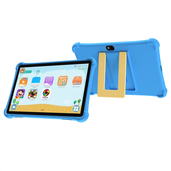 ALLDOCUBE iPlay 70 SE gyermek tablet, 10.1'' IPS, 3GB+64GB, Android 15, WiFi 6, LTE, 5500mAh - Kék, kék tokban