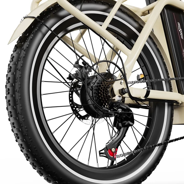 ONESPORT OT16 e-bike 20×3.0 gumikkal, 48V 17Ah akkuval, 25 km/h végsebességgel, 3 üzemmód, 7 fokozat – Fehér