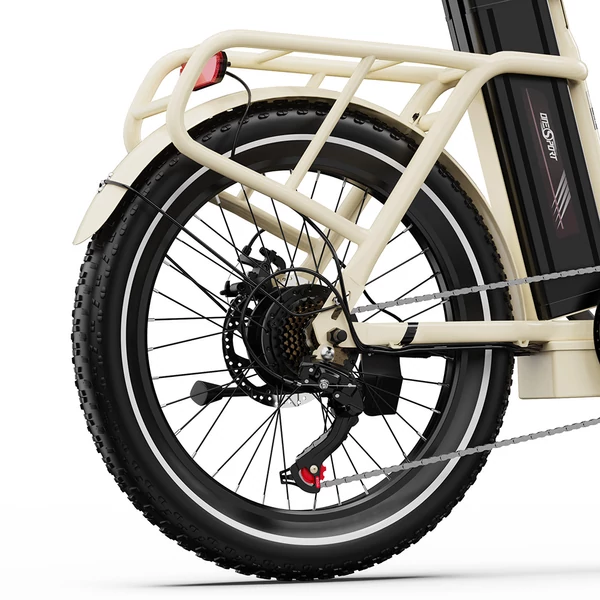 ONESPORT OT16 e-bike 20×3.0 gumikkal, 48V 17Ah akkuval, 25 km/h végsebességgel, 3 üzemmód, 7 fokozat – Fehér