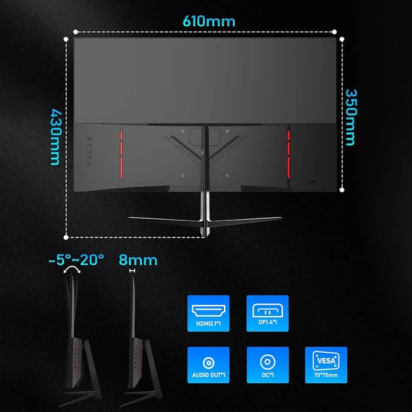 FYHXele 24" Gamer Monitor – Full HD IPS, 180Hz, 1ms, HDR10, Adaptive‑Sync, VESA