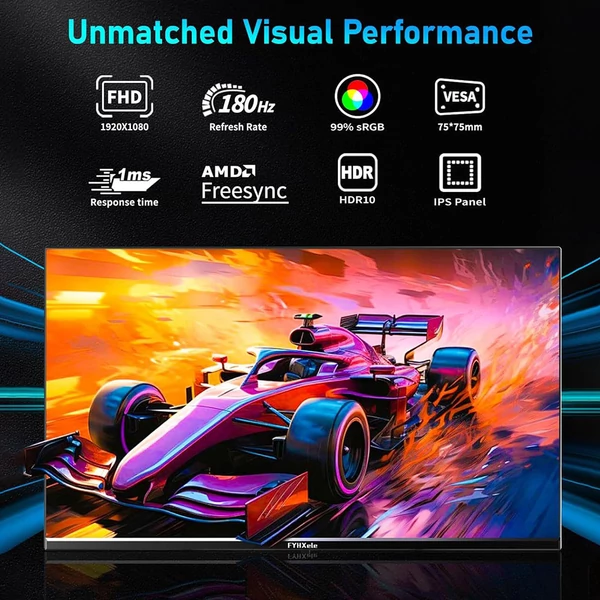 FYHXele 24" Gamer Monitor – Full HD IPS, 180Hz, 1ms, HDR10, Adaptive‑Sync, VESA