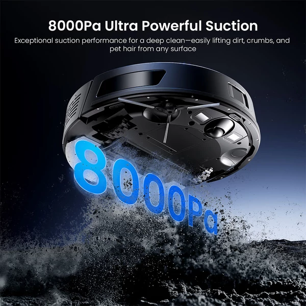 Proscenic Q8 Max+ robotporszívó 3L autoürítő állomással, 8000Pa szívóerővel és több szintes térképezéssel