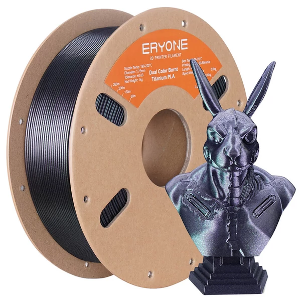 ERYONE Burnt Titanium 5 kg két­színű PLA filament – zöld–rózsapiros, navajo vörös, éjkék–sötétzöld, szivárvány, szürke