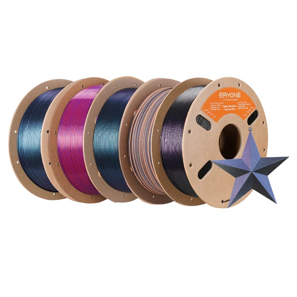 5 kg ERYONE Burnt Titanium két­színű PLA filament – fekete‑kék / totem gravír / zöld‑kék / fekete‑rózsapiros‑lila‑kék / alkonyi ragyogás
