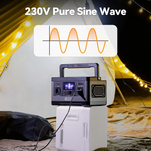 Flashfish P63 hordozható erőállomás, 520Wh lítium akkumulátoros napelemes generátor, 500W AC kimenettel, több USB és DC porttal