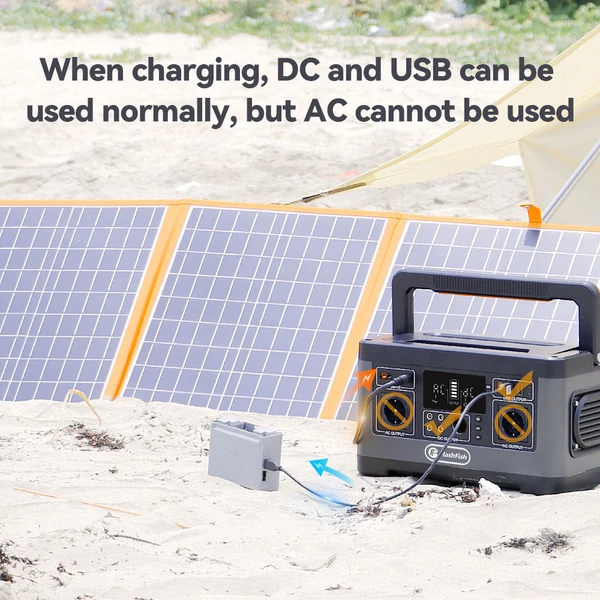 Flashfish P63 hordozható erőállomás, 520Wh lítium akkumulátoros napelemes generátor, 500W AC kimenettel, több USB és DC porttal
