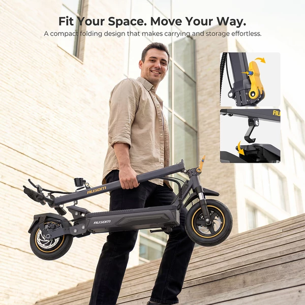 Ausom K20 Pro elektromos roller, 1000W motorral, 48V 18Ah akkumulátorral, 50 km/h végsebességgel és 90 km hatótávval, NFC nyitással