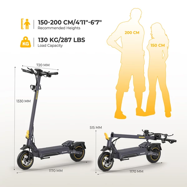Ausom K20 Pro elektromos roller, 1000W motorral, 48V 18Ah akkumulátorral, 50 km/h végsebességgel és 90 km hatótávval, NFC nyitással