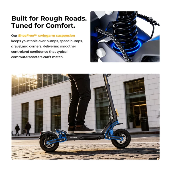 Ausom Gosoul 2 Pro e‑roller 1000W motorral, 90 km hatótávval, 10" kerékkel és NFC nyitással