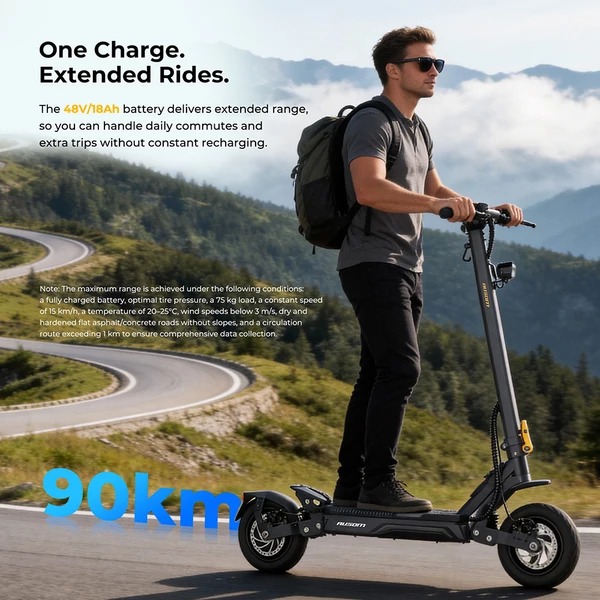 Ausom Gosoul 2 Pro e‑roller 1000W motorral, 90 km hatótávval, 10" kerékkel és NFC nyitással