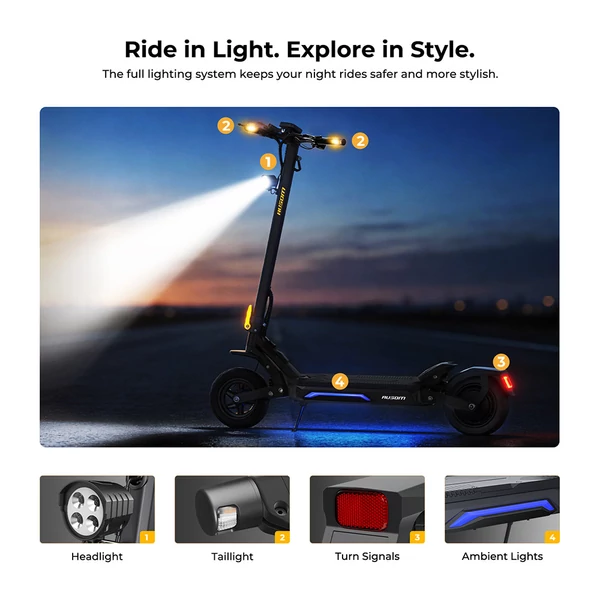 Ausom Gosoul 2 Pro e‑roller 1000W motorral, 90 km hatótávval, 10" kerékkel és NFC nyitással