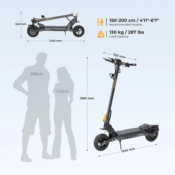 Ausom Gosoul 2 Pro e‑roller 1000W motorral, 90 km hatótávval, 10" kerékkel és NFC nyitással