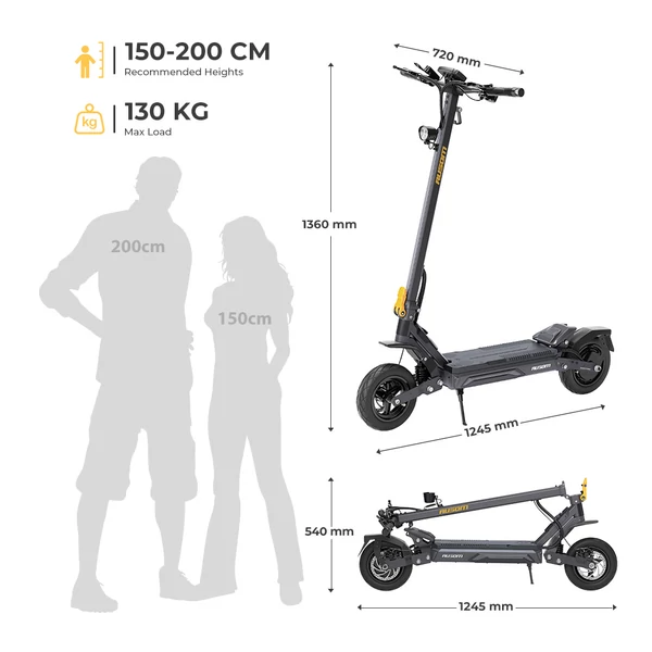 Ausom Gosoul 2 Pro e‑roller 1000W motorral, 90 km hatótávval, 10" kerékkel és NFC nyitással
