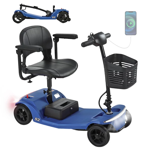 Sweetrich S2 elektromos moped, 250W motorral, 24V 12Ah akkumulátorral, 6 km/h sebességgel, 15 km hatótávval – Kék