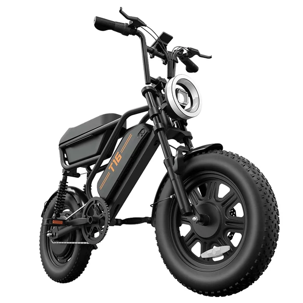 URLIFE T16 elektromos kerékpár, 250W nagy nyomatékú motorral, 48V 13Ah akkumulátorral, akár 100km hatótávval, 25km/h végsebességgel, 16×3.0 zsíros gumikkal, teljes felfüggesztéssel és dupla tárcsafékkel