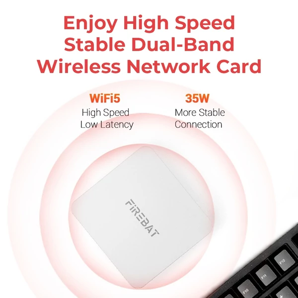 FIREBAT R2 mini PC – Ryzen 5 3500U, 16GB RAM, 512GB SSD, Dual 4K HDMI, WiFi 5, BT 4.2, USB‑C, USB 3.2, RJ45