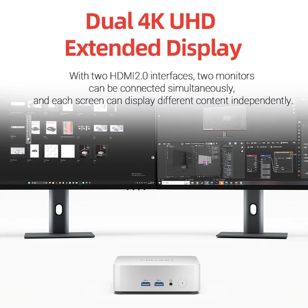 FIREBAT R2 mini PC – Ryzen 5 3500U, 16GB RAM, 512GB SSD, Dual 4K HDMI, WiFi 5, BT 4.2, USB‑C, USB 3.2, RJ45