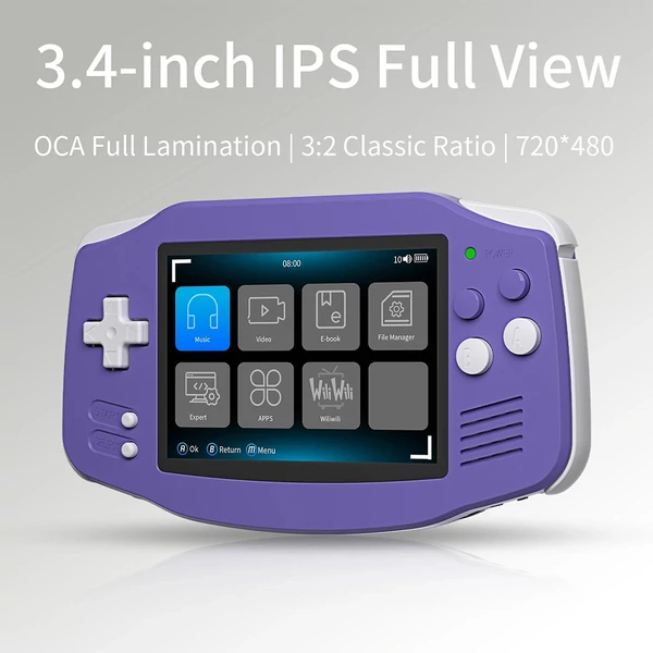 ANBERNIC RG34XX kézikonzol – 32GB+128GB, 8000+ játék, 3.4" IPS, Linux, 30+ emulátor, 7 órás üzemidő – Zöld