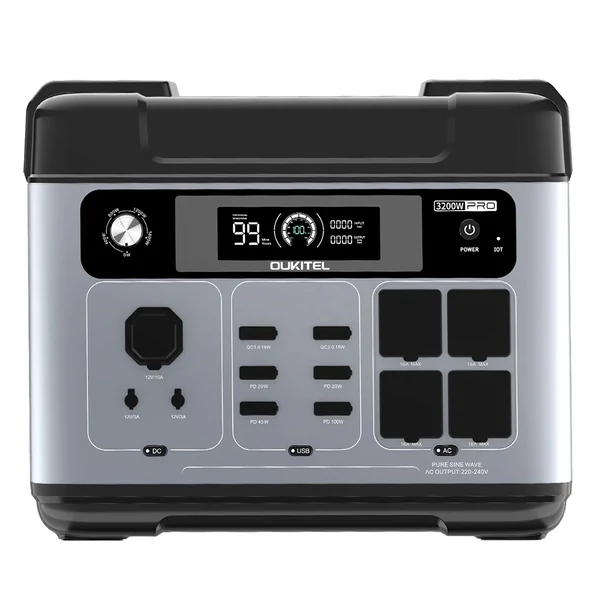 OUKITEL P2001 Pro hordozható erőmű 3200W, 2048Wh LiFePO4, gyors AC/napenergia töltés, UPS, 4×AC, USB‑C/USB‑QC, otthonra és kültérre