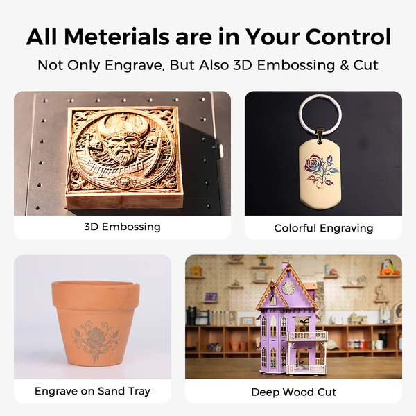 LONGER Nano Duo AI lézergravírozó – 20W kék + 2W IR lézer, 300×300 mm, 10000 mm/s, 16MP AI kamera, fa/fém/akril/bőr kompatibilis