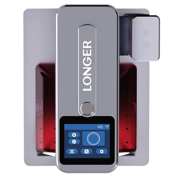 LONGER Nano Duo AI lézergravírozó – 20W kék + 2W IR lézer, 300×300 mm, 10000 mm/s, 16MP AI kamera, fa/fém/akril/bőr kompatibilis