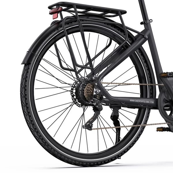 ONESPORT OT05 Pro elektromos kerékpár – 250W motor, 36V 22.5Ah akku, 140 km hatótáv, 25 km/h, hidraulikus fék, első teleszkóp, Shimano 7 sebesség – Ezüst