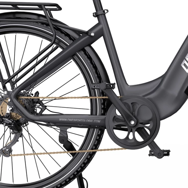 ONESPORT OT05 Pro elektromos kerékpár – 250W motor, 36V 22.5Ah akku, 140 km hatótáv, 25 km/h, hidraulikus fék, első teleszkóp, Shimano 7 sebesség – Ezüst