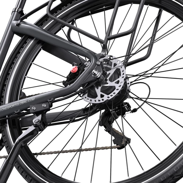 ONESPORT OT05 Pro elektromos kerékpár – 250W motor, 36V 22.5Ah akku, 140 km hatótáv, 25 km/h, hidraulikus fék, első teleszkóp, Shimano 7 sebesség – Ezüst