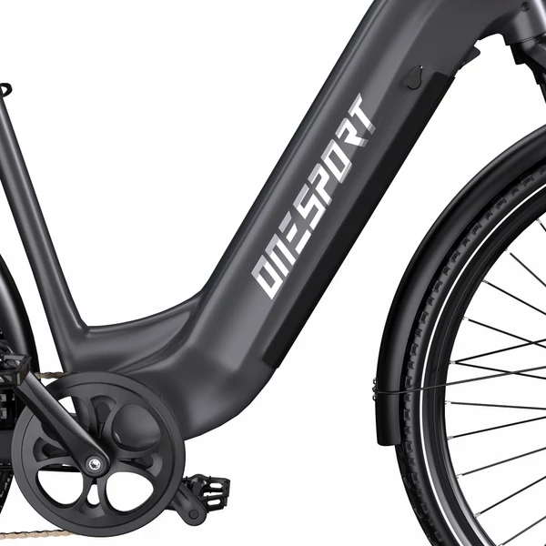 ONESPORT OT05 Pro elektromos kerékpár – 250W motor, 36V 22.5Ah akku, 140 km hatótáv, 25 km/h, hidraulikus fék, első teleszkóp, Shimano 7 sebesség – Ezüst