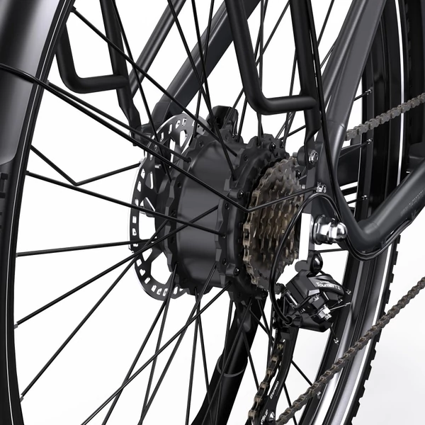 ONESPORT OT05 Pro elektromos kerékpár – 250W motor, 36V 22.5Ah akku, 140 km hatótáv, 25 km/h, hidraulikus fék, első teleszkóp, Shimano 7 sebesség – Ezüst