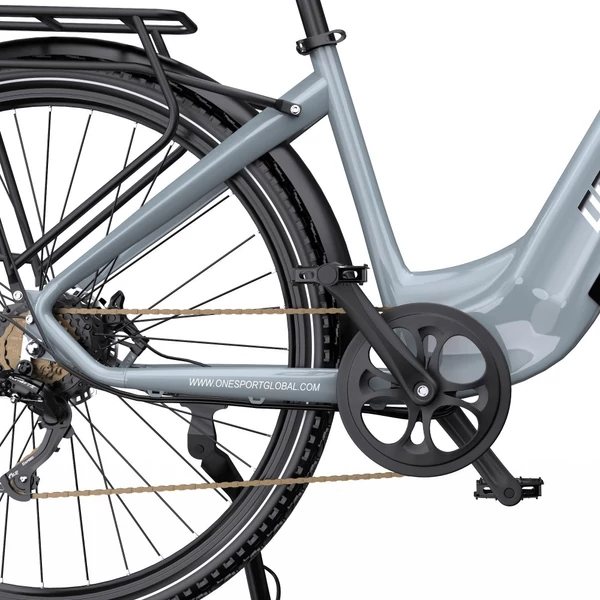 ONESPORT OT05 Pro elektromos kerékpár – 250W motor, 36V 22.5Ah akku, 140 km hatótáv, 25 km/h, hidraulikus fék, első teleszkóp, Shimano 7 sebesség – Szürke