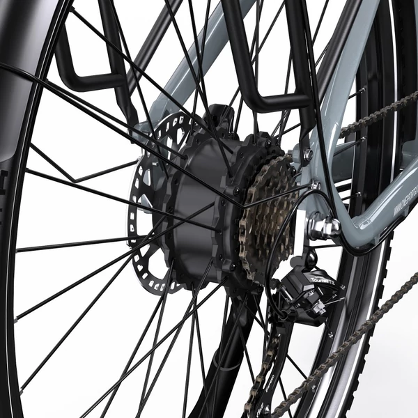 ONESPORT OT05 Pro elektromos kerékpár – 250W motor, 36V 22.5Ah akku, 140 km hatótáv, 25 km/h, hidraulikus fék, első teleszkóp, Shimano 7 sebesség – Szürke