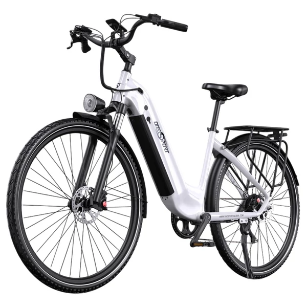 ONESPORT OT05 Pro elektromos kerékpár – 250W motor, 36V 22.5Ah akku, 140 km hatótáv, 25 km/h, hidraulikus fék, első teleszkóp, Shimano 7 sebesség – Fehér